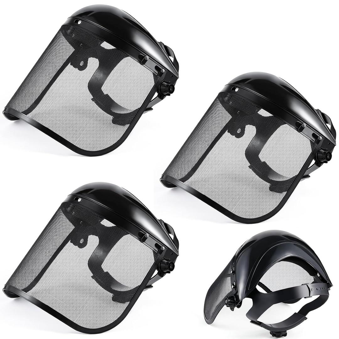 Copkim 3 Pack Safety Face Shield with Mesh Visor, Chainsaw Faceshield, Full Protection Safety Face Mask, Mesh Helmet for Weed Eating Whacking Yard Construction Cutting Work