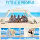 Beach Cabana with 6-Corner, 8'×8' UPF50+ Beach Canopy, Adjustable Height Beach Tent Sun Shelter, Cool Cabana Beach Tent with Removable Side Wall, Beach Shade for Garden, Camping (Beige), 6-8 people