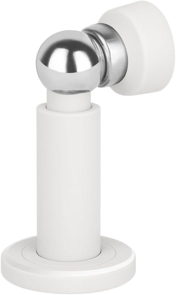 Adjustable Height Magnetic Door Stopper,Heavy Duty Magnetic Doorstop, 304 Stainless Steel Door Holder with Wall&Floor Mounted (White)
