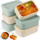 6 Packs 2 Cup Silicone Soup Freezer Molds with Lid Silicone Soup Freezer Trays Rectangle Reusable Food Preserving Tray Freezing Sauces Stews(Sage Green, Beige)