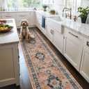 Hallway Washable Runner Rug - 2'6x12 Kitchen Rugs Entryway Rug Runner Vintage Soft Floor Mat Non Slip Indoor Farmhouse Carpet for Bathroom Living Room Bedroom (2'6''x12', Orange)