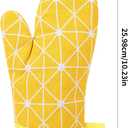 Yellow Checkered Oven Mittens, Heat-Resistant, Cute Checkered Oven Mittens,Oven Mitts and Pot Holders Sets for Baking, Grilling & Microwave Anti-Slip Silicone Kitchen Gloves 1 Pair 7 "x12.5
