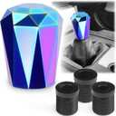 EZAUTO WRAP Universal Neo Chrome Diamond Shifter Chrome Aluminum Automatic Shift Knob Stick Manal Gear Lever Handle with 3 Threaded Adapters (6cm)