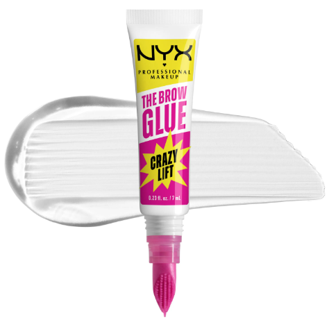 NYX PROFESSIONAL MAKEUP The Brow Glue Crazy Lift, Brow Lamination Gel with 16HR Strong Hold & BuiltIn Styling Comb  Clear Eyebrow Gel