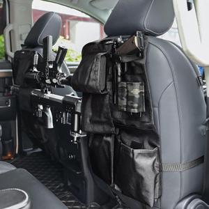 Rifle Holder for Truck, 2pcs Back Seat Gun Rack with Tactical Molle Panel, Car Seat Gun Organizer (Black)