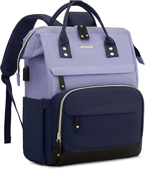 LOVEVOOK Laptop Backpack for Women, 15.6 Inch Work Business Backpacks Purse with USB Port, Large Capacity Nurse Bag College Bookbag for School, Waterproof Casual Daypack for Travel (Apricot-coffee)