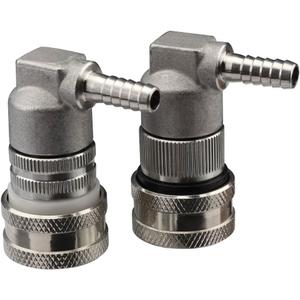 OneBom Ball Lock Disconnect, Gas & Liquid Corny Keg Fittings, MFL 1/4 Threaded with 5/16 Stainless Steel Barbed & Hose Clamp (1/4'' Hose Barb)