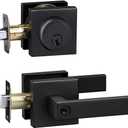 Front Door Lock Set Exterior Door Lock Set,Door Handle with Single Cylinder Deadbolt Lock,Keyed Alike Door Locks for Front Door(Matte Black,1Pack Set)