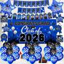 Graduation decorations class of 2026,graduation backdrop sign,Congrats grad banner,Hanging Swirls,Blue grad balloons for men women graduation party decorationsBlue