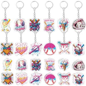 Kenning 36 Sets Ice Cream Drip Baseball Acrylic Keychain Gifts Bulk Baseball Party Event Team Gift Souvenir Party Favors