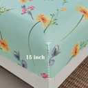 JSD Green Floral Printed Sheet Set King Size, 4 Piece Soft Botanical Microfiber Sheets Extra Deep Pocket