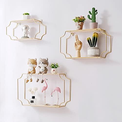 Amazon.com: Dianhengmi Rectangular Floating Shelves Wall Decor, Gold Metal Wire and Wood Wall Mounted Large Space Storage Shelf Home Decorations Art for Bedroom Living Room Kitchen Bathroom, Set of 3 : Home & Kitchen