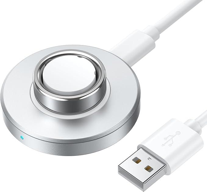 Compatible with Ora Ring Gen 4 Charger (Size 8), Fast and Safe Charging Dock with USBC Cable, Silicone AntiSlip Base Design, Essential for Ora Ring 4 Users (Silver)