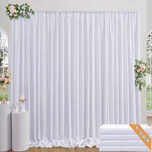 20ft x 10ft Thick White Backdrop Curtains for Parties, 4 Panels 5ft x 10ft Non See Through White Polyester Wedding Drapes Photo Backdrop for Birthday Party Graudation Photography Home Decor
