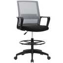 BestOffice Drafting Chair Tall Office Chair Adjustable Swivel Rolling Mesh Height with Lumbar Support Arms Footrest Mid Back for Adults Standing Desk Drafting Stool (Ashy)