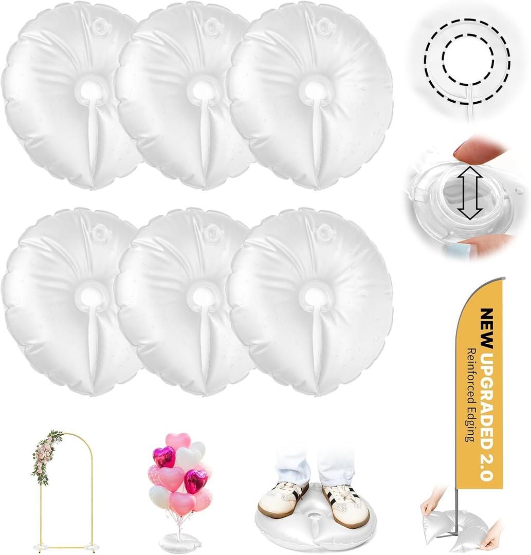 4 Pack Water Weight Bags for Balloon Column Stand And Balloon Arch, Openable Water Fillable Base for Party Wedding Graduation Decor Supplies Accessories, 10 lbs (White)