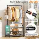 MISSLO Sturdy Clothing Racks for Hanging Clothes with 3 Shelves Garment Rack Heavy Duty Clothes Rack with Shoe Storage for Coats, Garment, Dress, Black