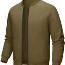 Men's Spring Autumn Winter Thin Loose-fitting Long-sleeved Pocket Zipper Jacket Top Casual Sporty Outing Coat, Small, Green