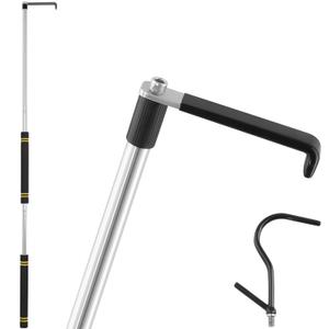 Cargo Grabber Reach Tool,Truck Bed Grabber 32-85" Adjustable Length Stainless Steel 2 Replacement Hooks with Rubber Comfortable Sponge Handle