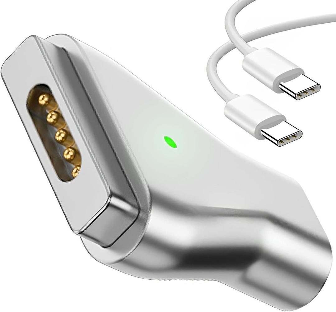 Magnetic USB C to Magnetic 2 T-Tip Adapter, Type-C to Safe 2 T-Head PD 100W Power Fast Charging Converter for 2013-2015 MacBook Pro Air with 100W/5A USB C Cable (1.5M)