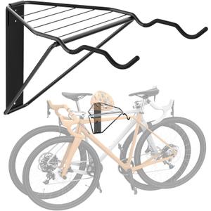 Wall Mounted Horizontal Bike Rack, Foldable Space Saving Bicycle Storage Solution for 2 Bikes, Indoor Bike Equipment Storage for Garage