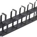 RIVECO 1U 5 D Ring Cable Management for Racks & Cabinets Wire Managing Cable Raceway 19" Rack Mount 2PCS Black