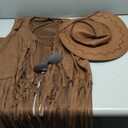 Cowgirl Outfits for Women 60s 70s Hippie Sleeveless Fringe Vest with Cowboy Hat and Sunglasses Halloween Costumes (Large, Brown)