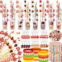 194 Pcs Thanksgiving Party Favor Friendsgiving Fall Autumn Stationery Pumpkin Maple Turkey Keychain Pencil Bracelet Sticker Goodie Bag Filler Exchange Students Classrooms Gift(Mixed Style)