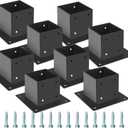 44 Post Base 8 Pcs, Deck Brackets, Inner Size 3.5"x3.5" Thick Steel Fence Anchor Base, Black Powder Coated Heavy, for Supports Porch Railing Holders Pergola Brackets