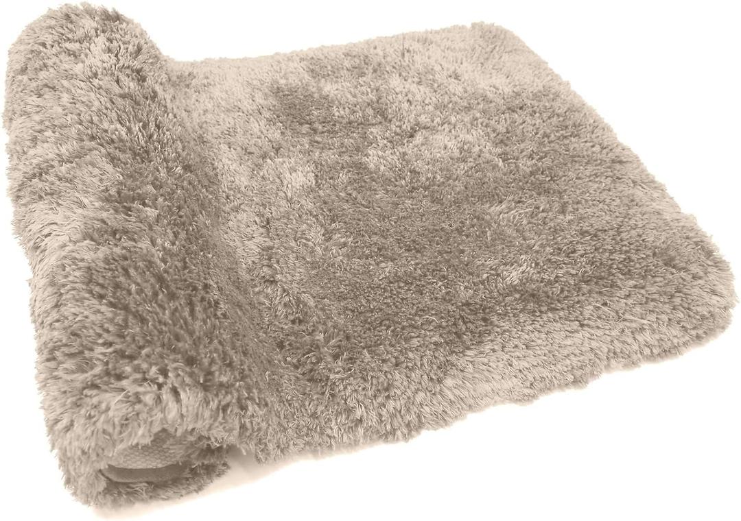 FIFU Bathroom Rugs 17" W x 24" L, Bath Mat for Bathroom, Bedroom, Laundry Room & Kitchen, Non-Slip Rubber Latex Backing, Extra Soft and Absorbent Microfiber Carpet, Machine Washable Rug, Beige (17"W x 24"L, Beige)