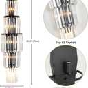 29.5 inch Modern Wall Sconce Crystal Vanity Wall Sconce Lighting 5-Light Black Wall Light Fixtures for Bedroom Living Room Bathroom Hallway