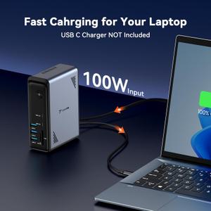 TobenONE 18 in 1 Laptop Docking Station 3 Monitors, Triple 4K Display with 3 HDMI, 9 USB Ports, Gigabit Ethernet, PD3.0, for Windows/Dell/Lenovo/HP/Thinkpad Laptops (No Power Adapter)