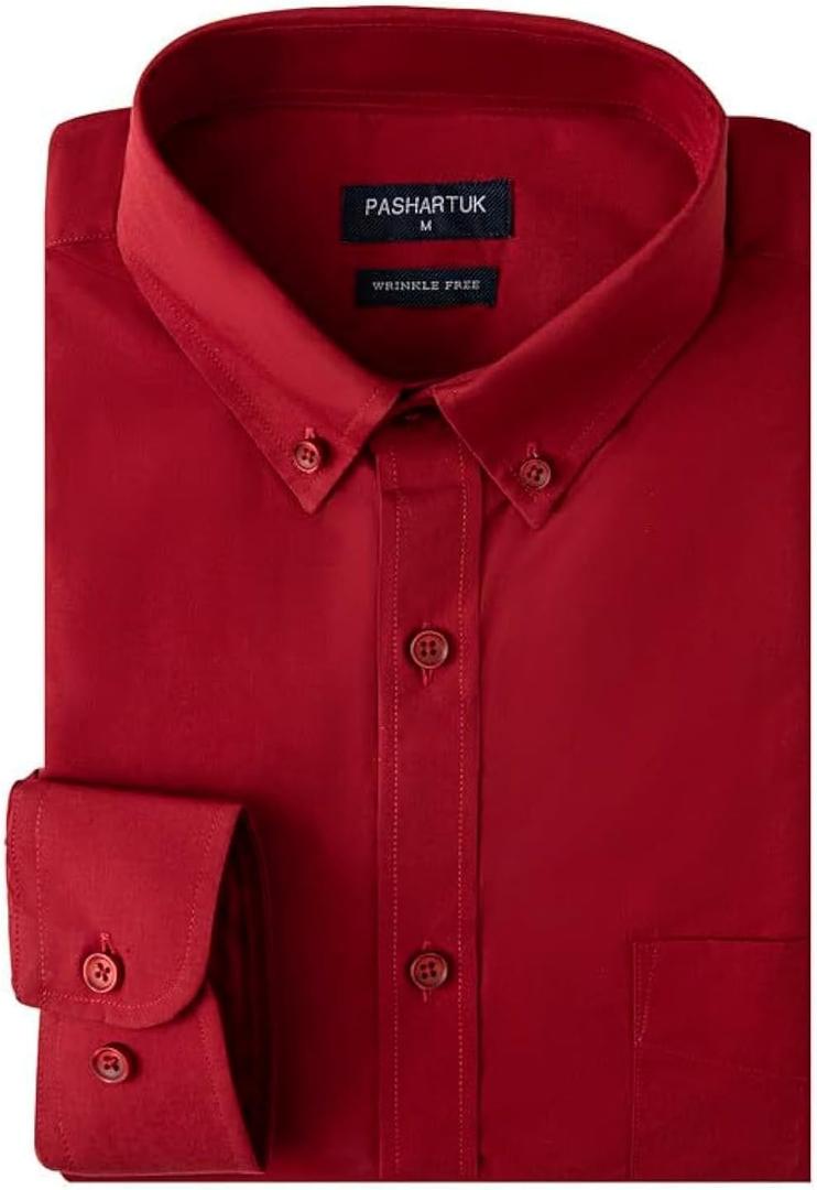 PASHARTUK Wrinkle Free Regular Fit Mens Button Down Shirts Long Sleeve Dress Shirts for Men, Size: 3X-Large