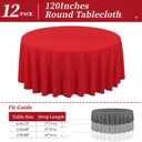 12 Pack Round Tablecloths 120 Inch, Red Polyester Table Cover for Round Table, Stain and Wrinkle Resistant Washable Fabric Tablecloth, Polyester Tablecloth for Wedding Banquet Parties