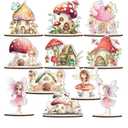 DoubleFill 11 Pcs Wooden Fairy Party Decorations Fairy First Birthday Decoration Mushroom Table Sign Forest Baby Shower Centerpieces Party Favors Supplies for Home Birthday