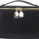 Large Capacity Travel Makeup Bag Organizer Makeup bag Set  Includes Transparent Pouch & Dust Bag PU Leather Cosmetic Bag Toiletry Bag for Women With Dividers, Handle Portable Design (Full Black)