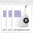 simplehuman Code P 60 Count, Dispenser Pack Custom Fit Liners, Drawstring Trash Bags, 50-60 Liter / 13-16 Gallon, White