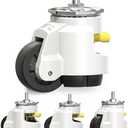 HOLKIE Leveling Stem Casters Set of 4 Heavy Duty Retractable Caster Wheels, 1/2" and M12 Stem Size, Total Capacity 4960 Lbs, Adjustable Wheel with Ratchet Handle for Workbench, Machine, Equipment, White