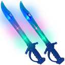 ArtCreativity Light Up Shark Sword for Kids (Set of 2) - 15 Inch Light Up Boy Toys with Flashing LED Lights, Toys for Boys 4-6 - Fun Play Swords Gifts That Elevate Your Kids Custume