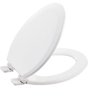 Wood Toilet Seat, Slow Close, High Gloss Finish, Premium Moulded Wood, Quick Release, White, PIKLiDS (Elongated)