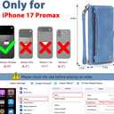 Wallet Case for iPhone 17 Pro Max with Card Holder/Crossbody Wallet/Strap,[RFID Blocking][Magnetic] PU Leather Phone Case for iPhone 17 Pro Max,6.9 in,Dream Sky Blue