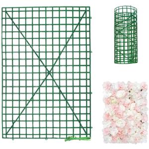 Efavormart 10 Pack | 24"X16" Dark Green DIY Plastic Mesh Flower Wall Panel Fences, Artificial Plant Wall Backdrop Grid Frames