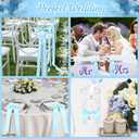 Vesici 60 Pcs Blue Satin Ribbon Bows Blue Baby Shower Bows Adhesive Premade Satin Chair Sashes Large Coquette Decoration for Gift Wrapping Candlestick Wedding Bridal Shower Bachelorette Party