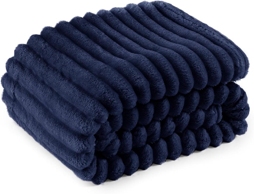 Bedsure GentleSoft Navy Blue Fleece Blanket for Couch - Cozy Soft Blankets for Women, Cute Small Throws for Girls, Navy, 50x60 Inches