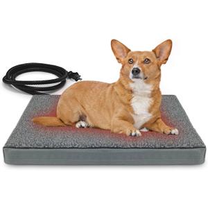 AUPETEK Heated Pet Beds for Indoor/Outdoor Cat & Dog Orthopedic Foam Warming Cat Beds Auto Temperature Control, Washable Cover with Waterproof Liner Thermo Kitty Electric Heating Bed (23"L x 20"W x 2"Th, grey)