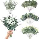 N MAGEAN Eucalyptus Leaves Stems 100 PCS, 4 Kinds Mixed Artificial Greenery Stems for Wedding Decor Vase Floral Arrangement Centerpiece