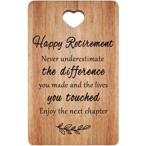 Retirement Gift for Women Men Retired Cutting Board Happy Retirement Gift Going Away Gift for Coworker Teacher Boss Nurses Friend Mom Ladies Retired Gifts Wood Engraved Board Funny Farewell Gift