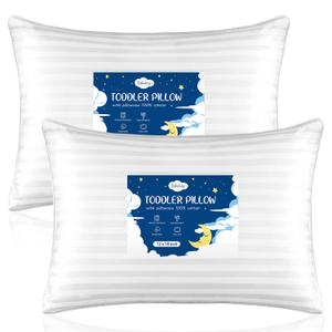 Toddler Pillow,13 x 18 Kid Pillows for Sleeping,Machine Washable Kids Pillow, Perfect for Travel,Toddlers Cot(Not Included Pillowcase) (13x18 Inch (Pack of 2), White Stripe Pillow Insert)