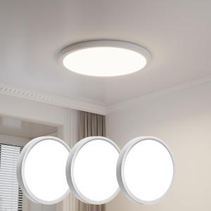 4PK 12 Inch LED Flush Mount Ceiling Light,28W,2500LM,3000k,4000k,6000k CCT Selectable,Surface Mount LED Light Fixture for Bedroom,Kitchen,Hallway,Laundry Room,0.98 Inch Thickness Round.