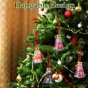 GLEAVI 12pcs Christmas Fillable Bell Ornaments, 50ml Clear Plastic Booze Balls with Screw Caps & Red Ribbons, Fillable Ball Bottles for Drinks, Candy & DIY Xmas Party Decorations